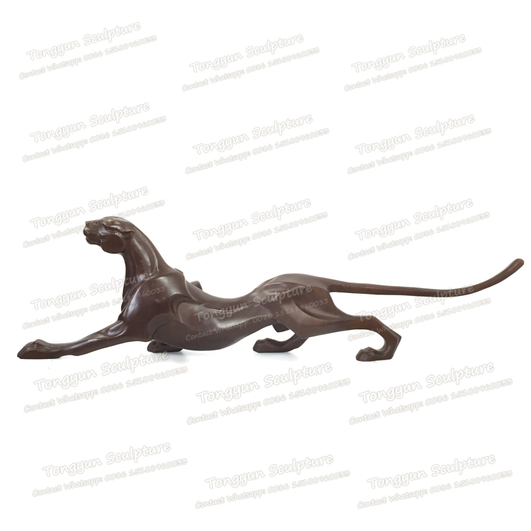 厂家直销纯铜动物雕塑抽象豹子铜雕铸铜现代艺术品摆件铜工艺品 