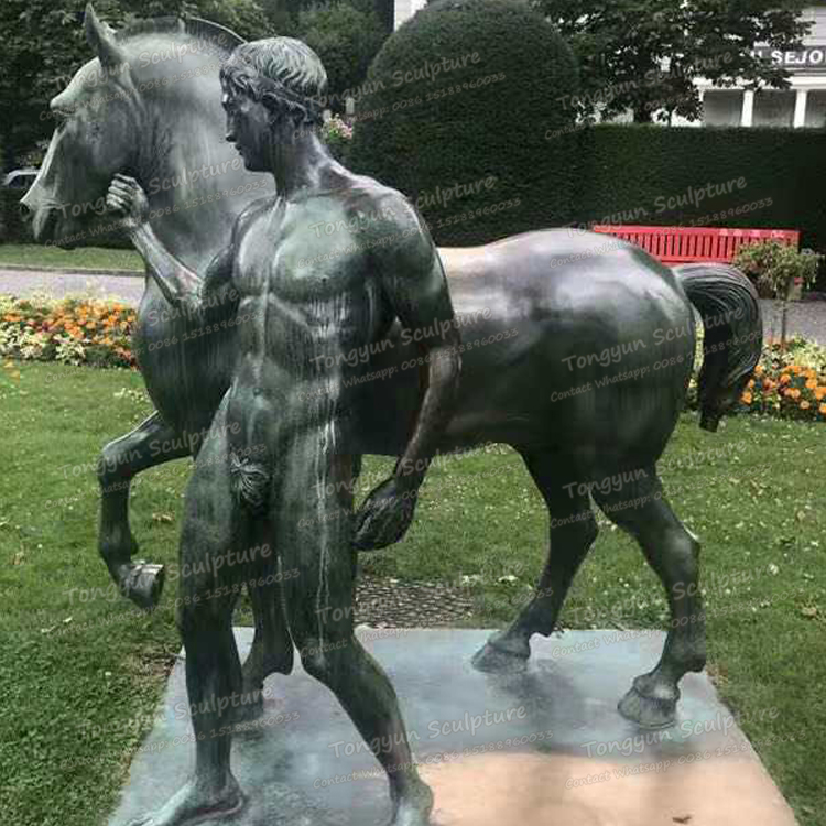 bronze statue life size bronze horse statue antique bronze horse and Man statue