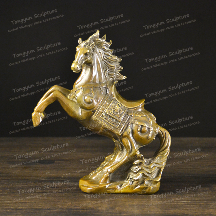 directly wholesale antique small size bronze statue sculpture horse gold color surface jumping horse scultpture decoration gift