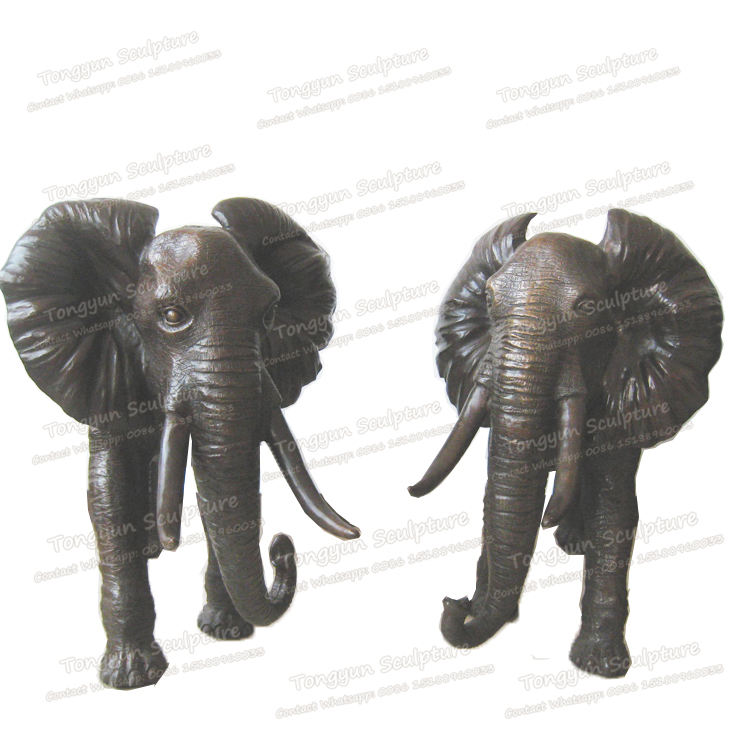 厂家直销定制雕塑纯铜户外大型雕塑成对大象动物雕塑