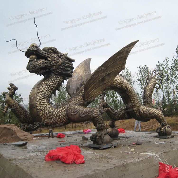 铸铜厂直销定制纯铜户外大型飞龙雕塑中华龙雕塑动物雕塑
