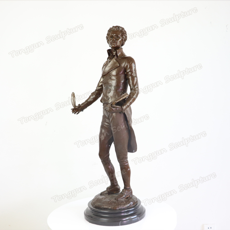现货直销纯铜西方人物雕塑音乐家莫扎特铜雕铸铜摆件铜工艺品
