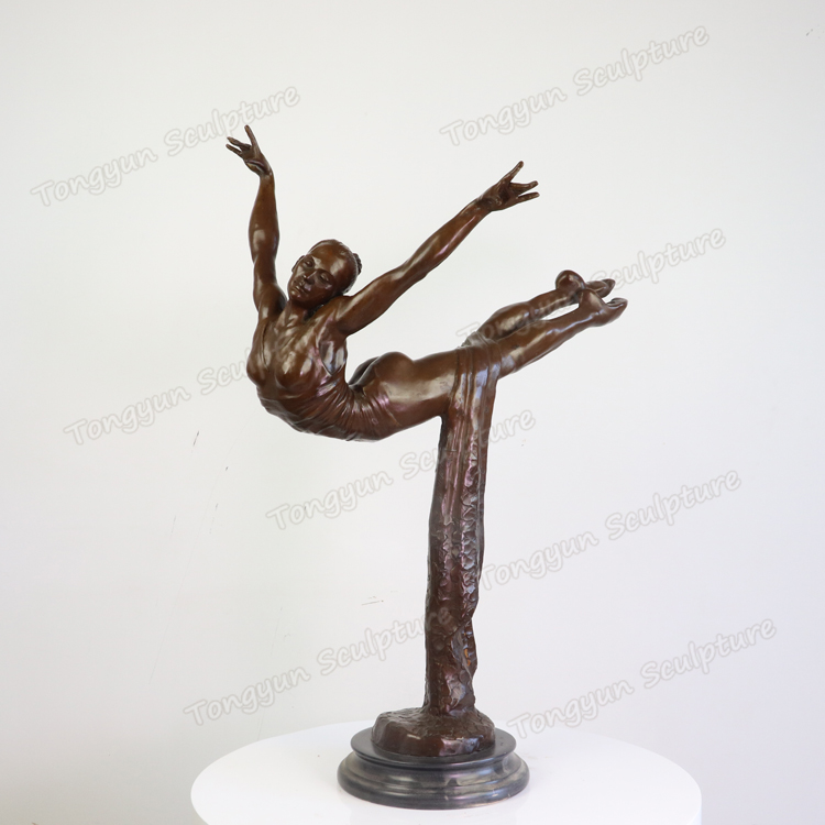 厂家直销装饰人物雕塑体操芭蕾舞者雕塑跳舞雕塑客厅办公摆件铸铜摆件铜工艺品