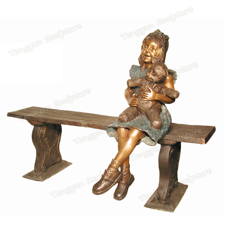 厂家定制纯铜户外儿童雕塑欧式公园长椅人物雕塑