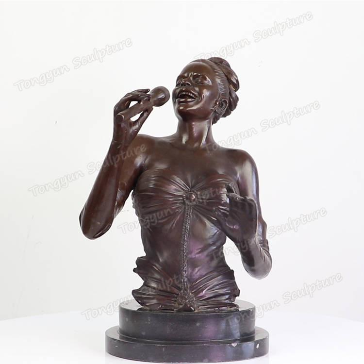 厂家直销纯铜西方人物雕塑现代艺术铜雕铸铜女歌唱家半身像摆件铜工艺品