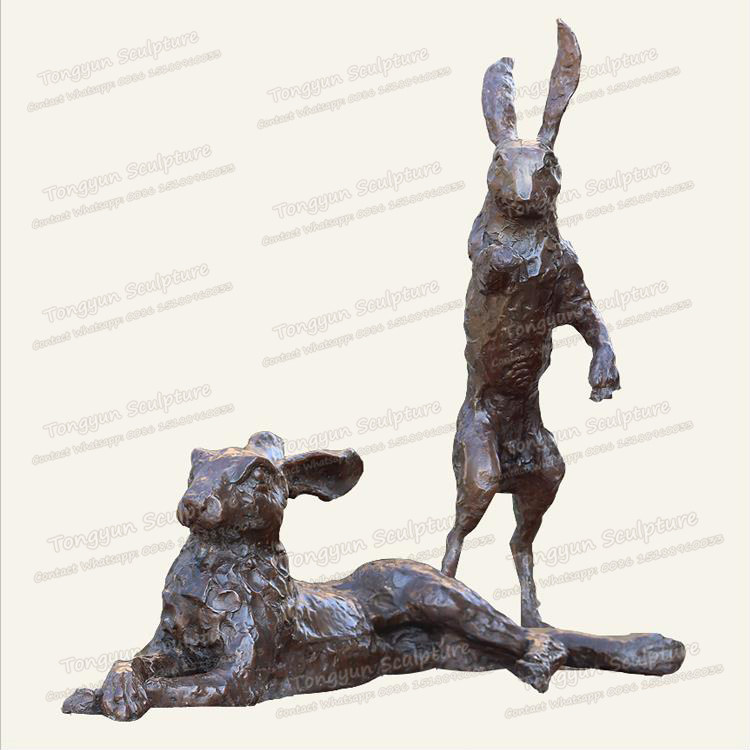 bronze small statue rabbit bronze sculpture