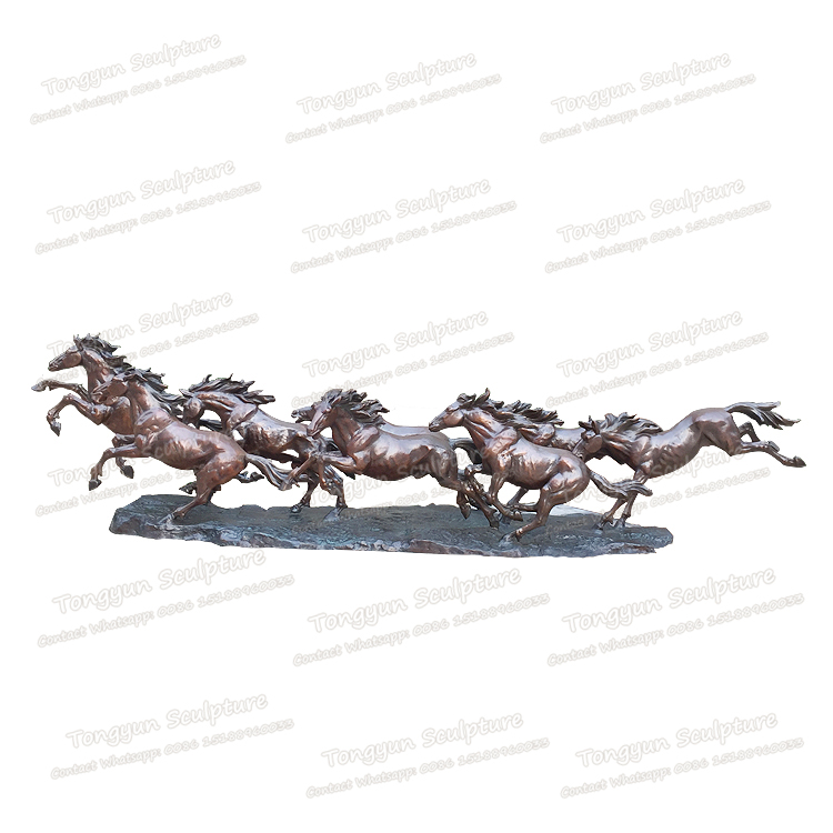 铸铜厂直销复古铜马雕塑客厅办公摆件八匹马摆件铜工艺品
