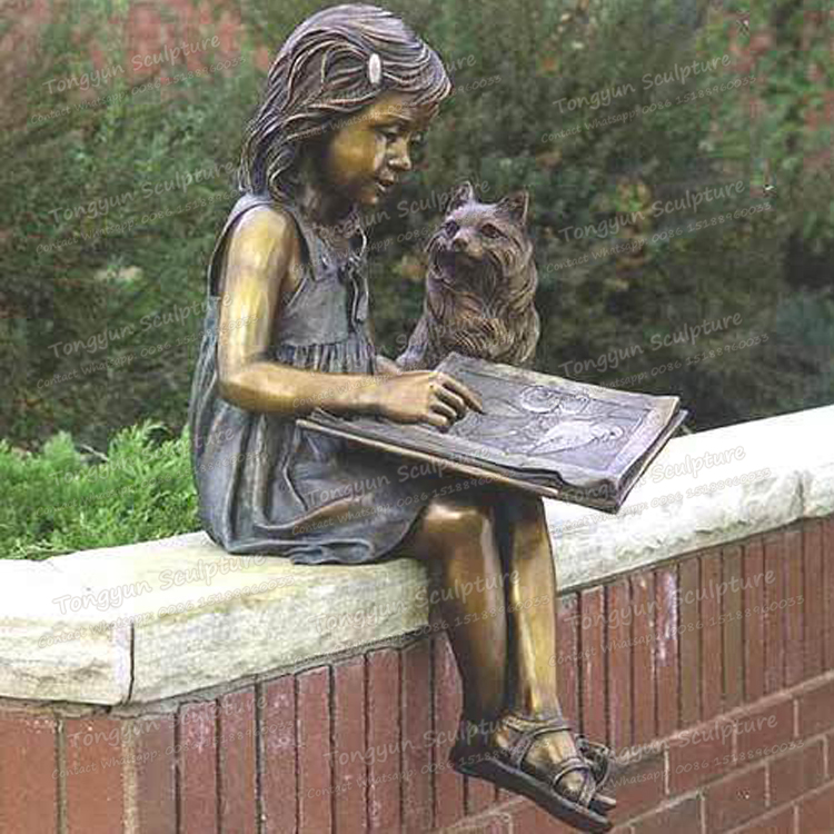铸铜厂直销纯铜读书女孩雕塑户外女孩读书雕塑雕像