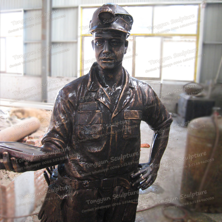 bronze statue garden statue man bronze miner pitman scultpture statue man bronze