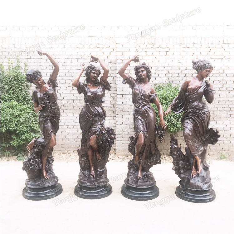 铸铜厂家定制纯铜大型雕塑古铜色雕塑四季女神雕塑