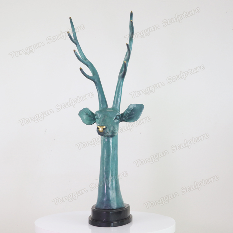 Indoor Decoration Bronze Casting Deer Head Sculpture