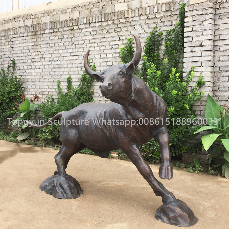 Bronze Charging Bull Statue with Backing   