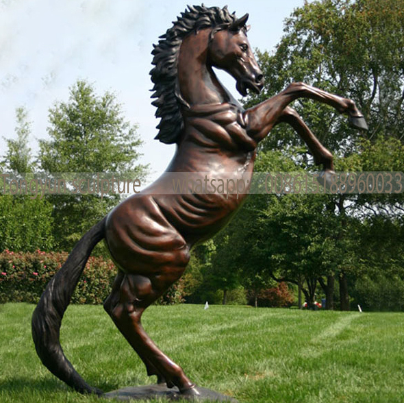 Standing bronze horse statue