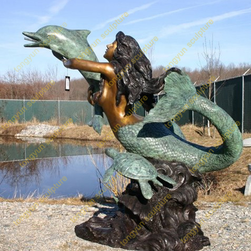 大型美人鱼铜雕塑 铸铜海洋馆美人鱼铜像 户外公园现代景观雕塑