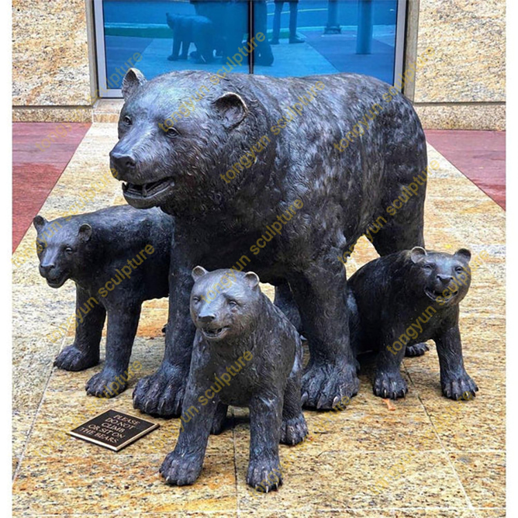 铸铜熊雕塑 北极熊雕像 景观园林铜动物雕塑