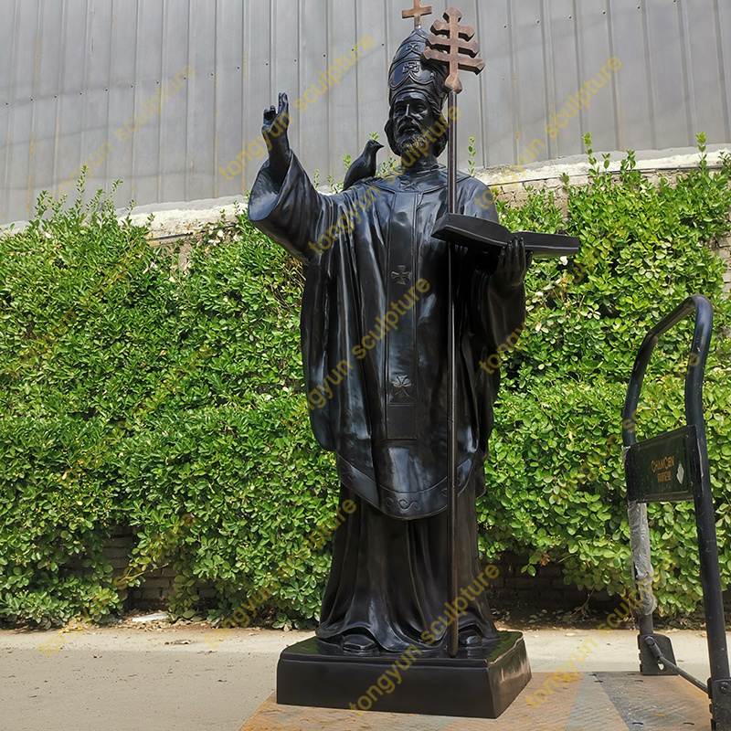 Large Outdoor Famous Metal Religious Copper Sculpture Life Size Christian Priest Cyril Bronze Statues