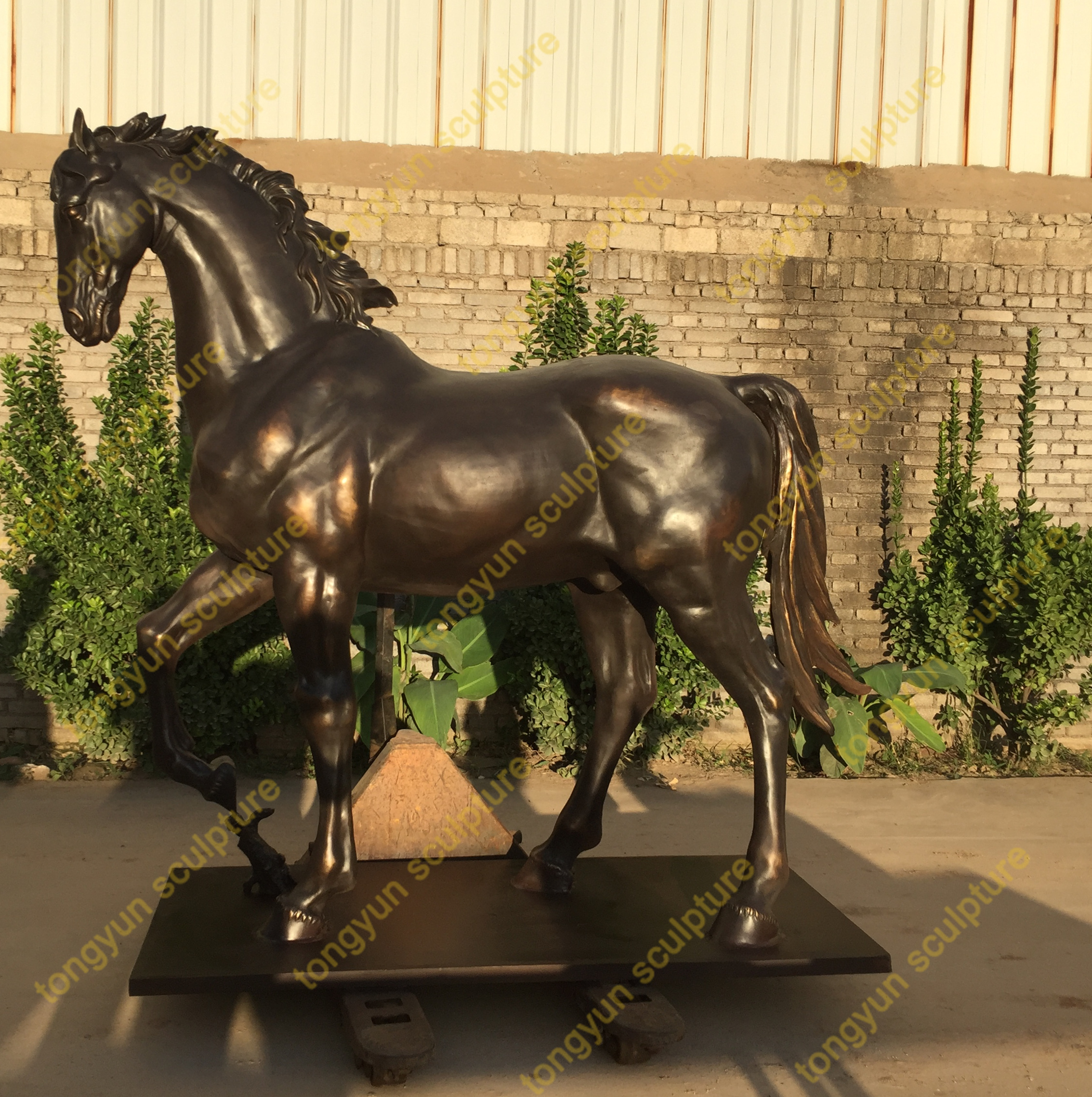Garden Decor Modern Life Size Metal Art Copper Black Animal Sculpture Bronze Jumping Horse Statues For Sale