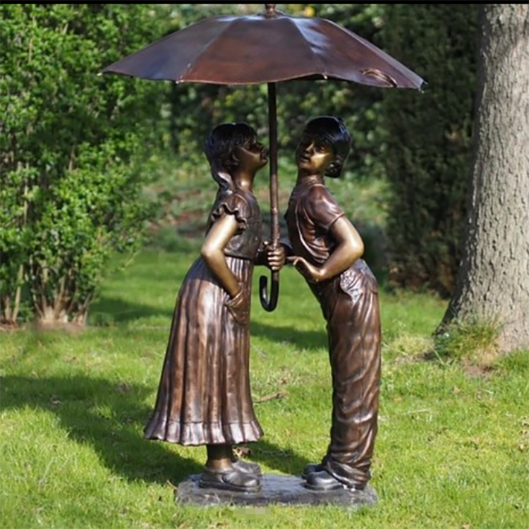 Modern high quality outdoor life size bronze boy and girl statue kid sculpture for garden decoration