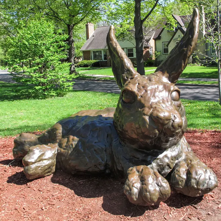 Outdoor Garden Funny Animal Sculpture Large Bronze Rabbit Statue