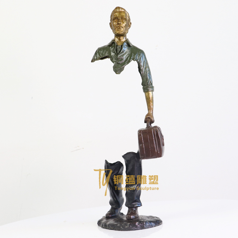 16Inch Bronze Traveler Sculpture Famous Bruno Catalano Bronze Traveler Statue Abstract Bronze Art Crafts Home Hotel Decor Gifts