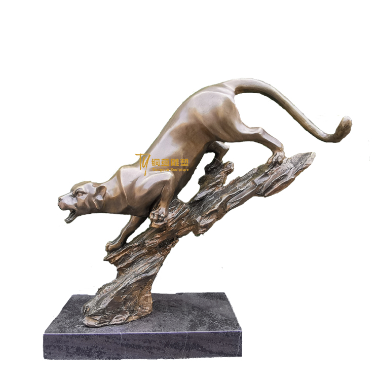 Modern Abstract Wild Leopard Sculptures Bronze Casting Running Panther Leopard Statues