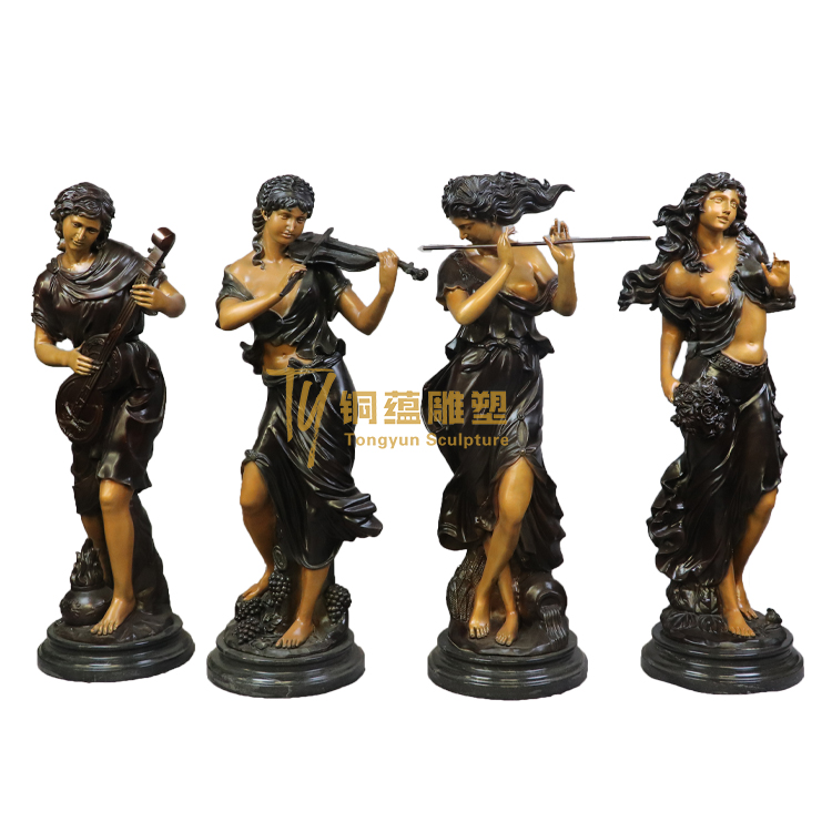 Decorative classic outdoor garden life size metal bronze greek four season goddess statues sculpture