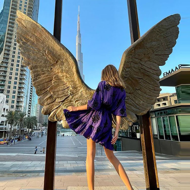 Metal Outdoor Sculpture Garden Large Size Bronze Angel Wings Statue for Sale