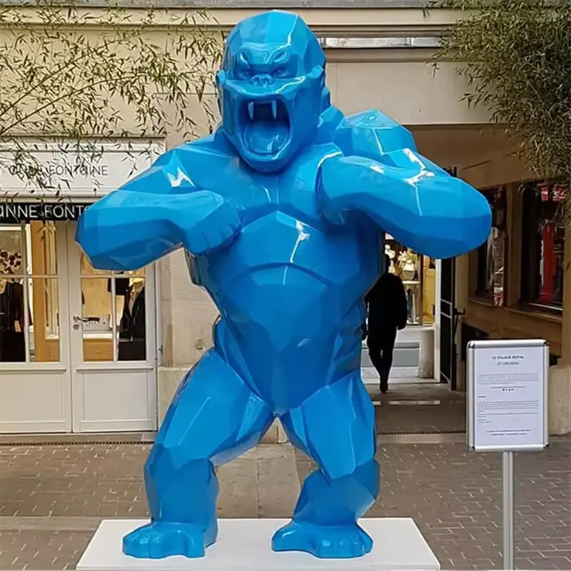 Custom Abstract Gorilla Statue Life Size King Kong Statue Geometric King Kong Sculpture For Sale