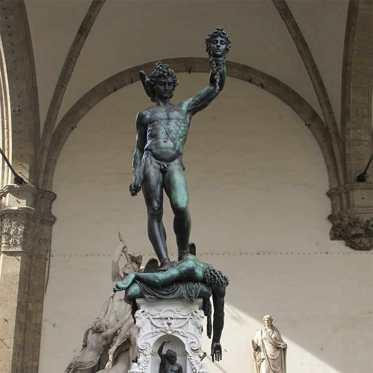 Benvenuto Cellini greek Roman classic famous large bronze perseus statue with the head of medusa sculpture