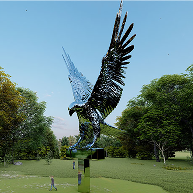 Original Design Large Stainless Steel Eagle Sculpture Polished Effect