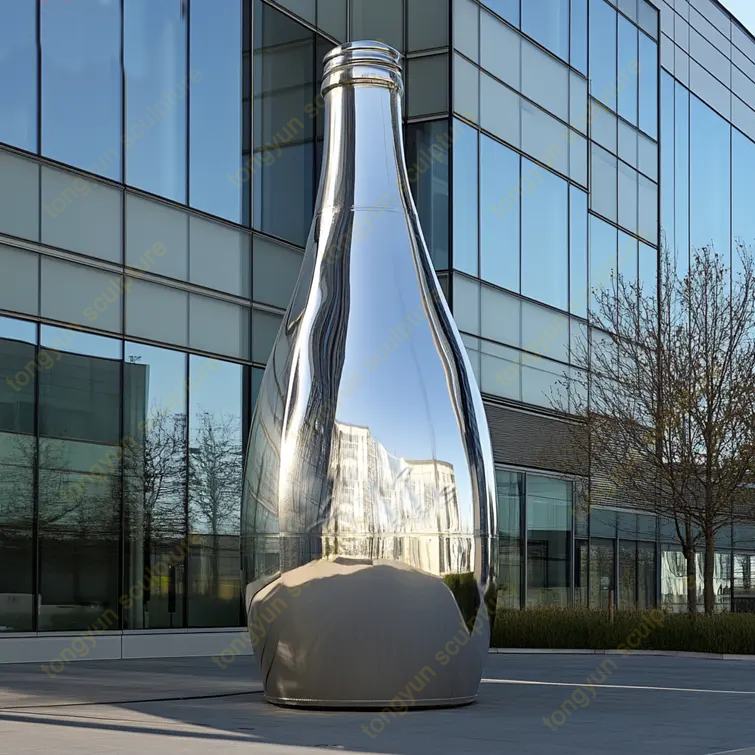 Group Company Landmark Stainless Steel Statue Bottle Sculpture