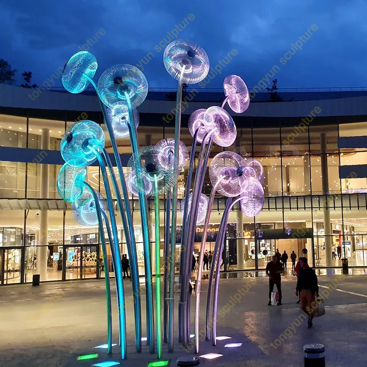 Modern Outdoor Service Custom Large LED Lighting Stainless Steel Bubble Forest Sculpture Statue for Square