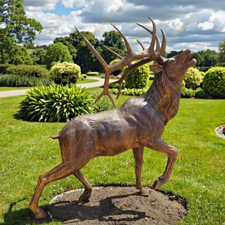 Outdoor Garden Large Copper Brass Elk Bronze Deer Sculpture Statue